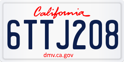CA license plate 6TTJ208