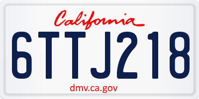 CA license plate 6TTJ218