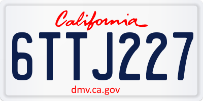 CA license plate 6TTJ227
