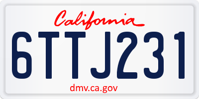 CA license plate 6TTJ231