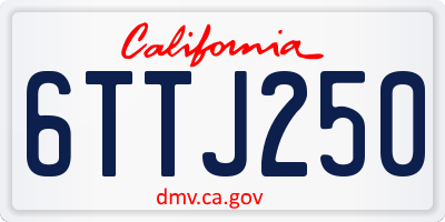 CA license plate 6TTJ250
