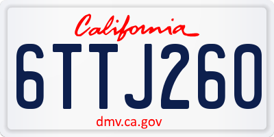 CA license plate 6TTJ260
