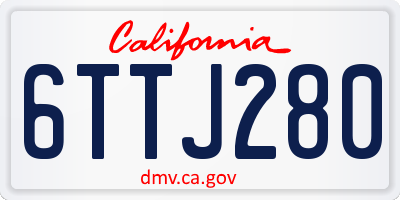 CA license plate 6TTJ280