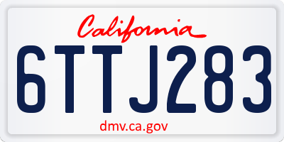 CA license plate 6TTJ283