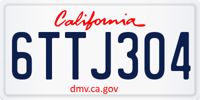 CA license plate 6TTJ304