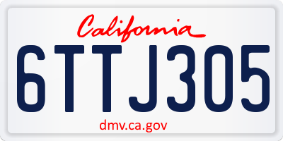 CA license plate 6TTJ305