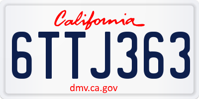 CA license plate 6TTJ363