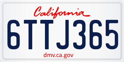 CA license plate 6TTJ365