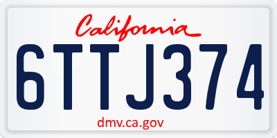 CA license plate 6TTJ374