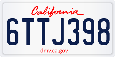 CA license plate 6TTJ398