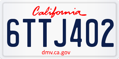 CA license plate 6TTJ402