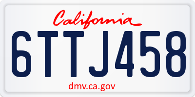 CA license plate 6TTJ458