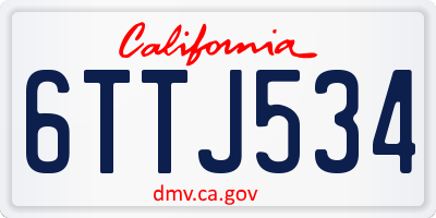 CA license plate 6TTJ534