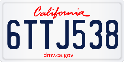 CA license plate 6TTJ538