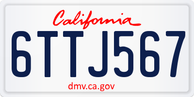 CA license plate 6TTJ567