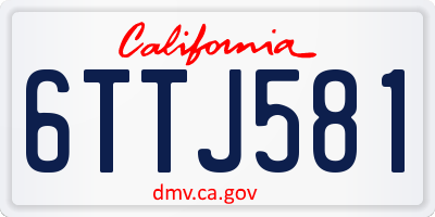 CA license plate 6TTJ581