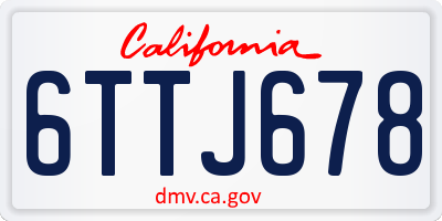 CA license plate 6TTJ678