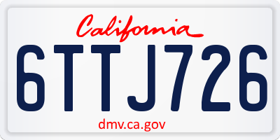 CA license plate 6TTJ726