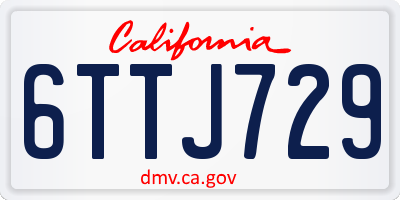 CA license plate 6TTJ729
