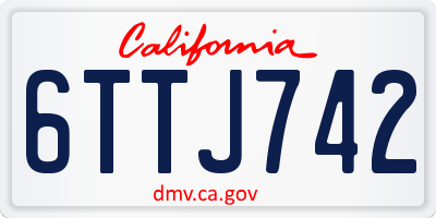 CA license plate 6TTJ742