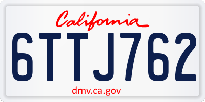 CA license plate 6TTJ762