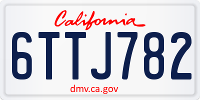 CA license plate 6TTJ782