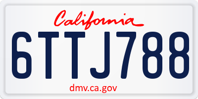 CA license plate 6TTJ788
