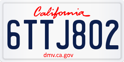 CA license plate 6TTJ802