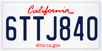 CA license plate 6TTJ840
