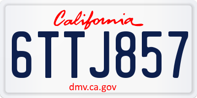 CA license plate 6TTJ857