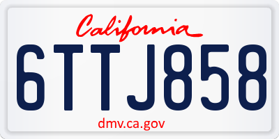 CA license plate 6TTJ858