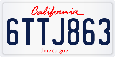 CA license plate 6TTJ863