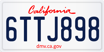 CA license plate 6TTJ898