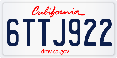 CA license plate 6TTJ922
