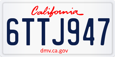 CA license plate 6TTJ947