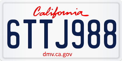 CA license plate 6TTJ988
