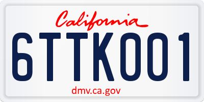 CA license plate 6TTK001