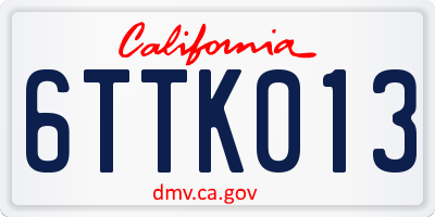 CA license plate 6TTK013