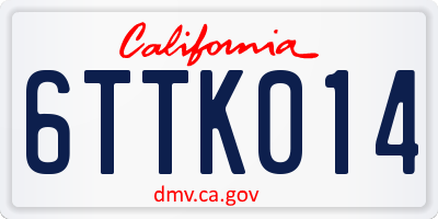 CA license plate 6TTK014
