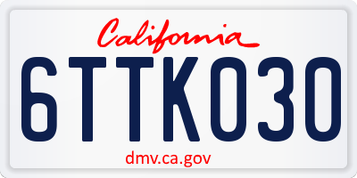CA license plate 6TTK030