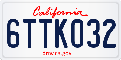 CA license plate 6TTK032