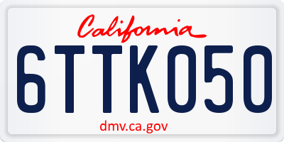 CA license plate 6TTK050