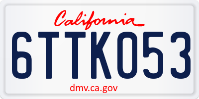 CA license plate 6TTK053