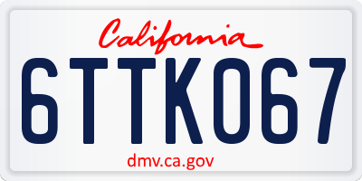 CA license plate 6TTK067