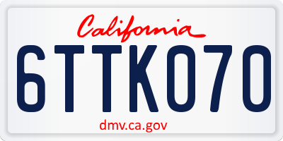 CA license plate 6TTK070