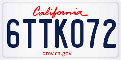 CA license plate 6TTK072