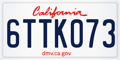 CA license plate 6TTK073