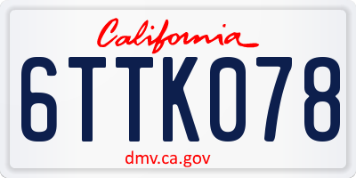 CA license plate 6TTK078