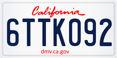 CA license plate 6TTK092