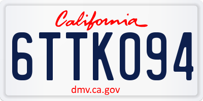 CA license plate 6TTK094